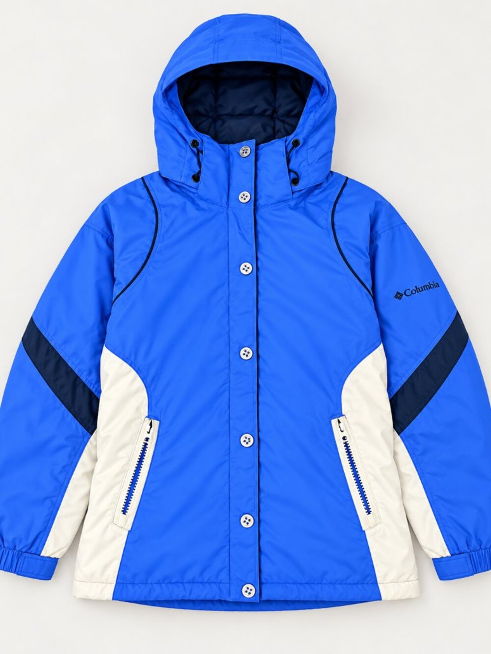 Columbia Women’s M Waterproof Ski Jacket Blue White Insulated Hooded